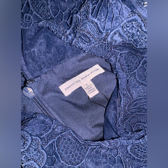 NWOT Dress the population Avianna Rose Lace sleeveless navy Dress sz S - Picture 4 of 6